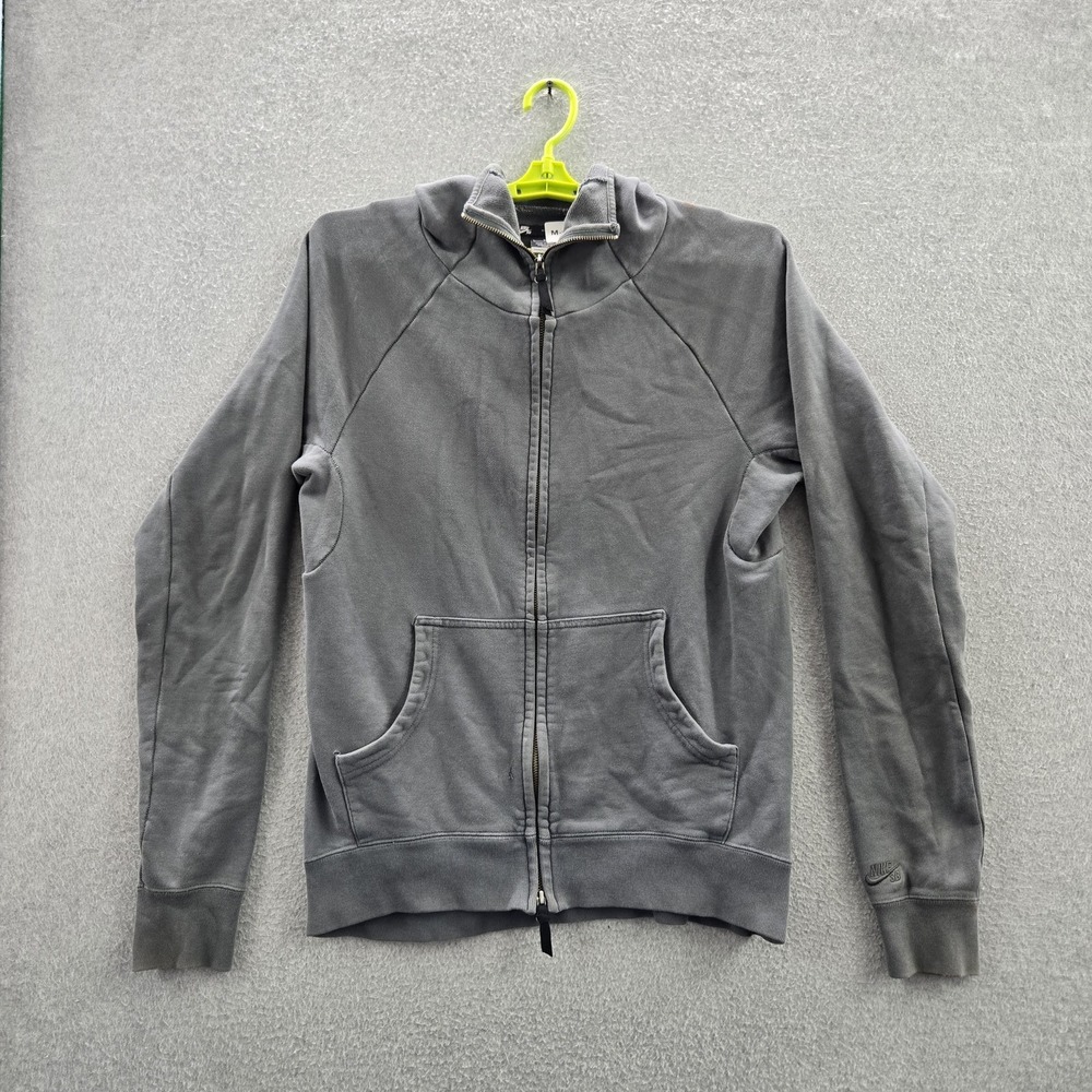 Nike SB Men Hoodie L Gray Skate Logo Zipper Long Sleeve Y2K Skater